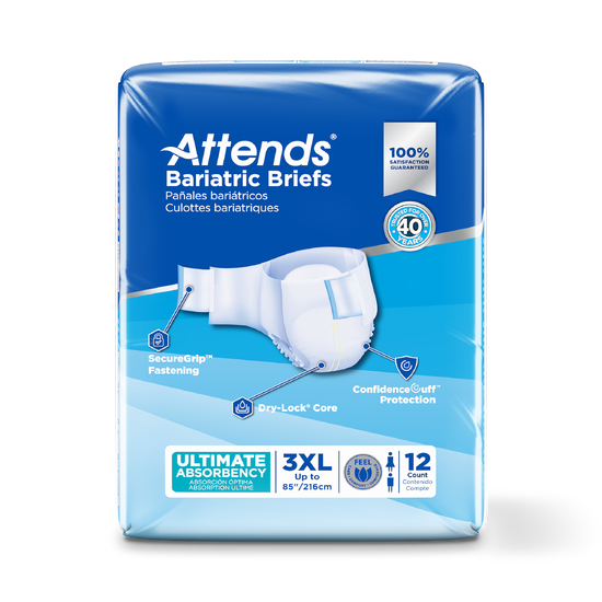 Attends Bariatric Briefs/Size 3XL/ DD55/ 12ct/Pack