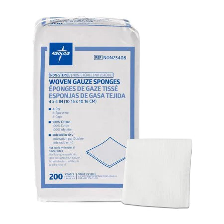 Woven Gauze Sponges/ 200 ct/ 4x4/ Medline NON25408