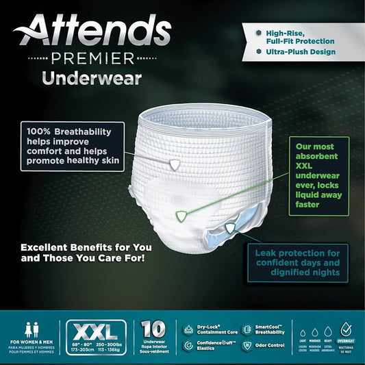 Attends Premier Protective Underwear/Size XXL/ 10 ct/pack/ ALI-UW50