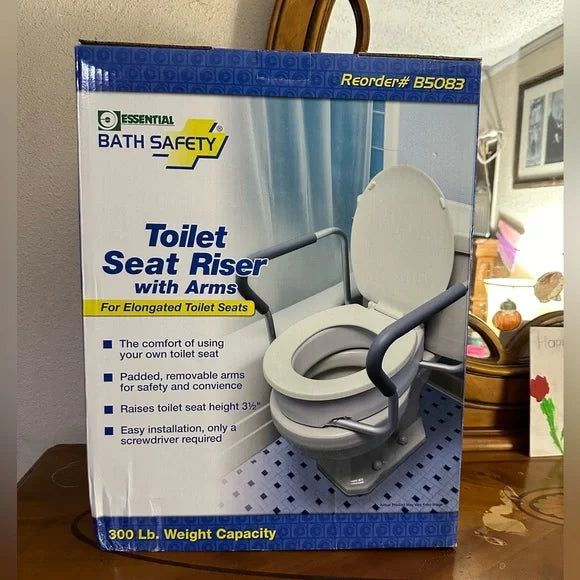 Essential Toilet Seat Riser, w/Arms/ Standard