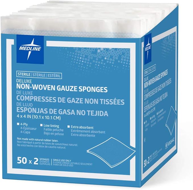 Non-Woven Drain Sponges /4x4''  Sterile/50ct 6-Ply/ NON256000