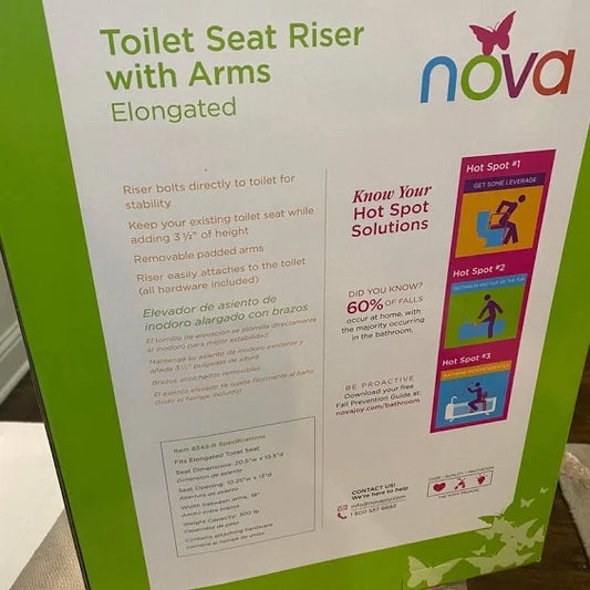 Nova Toilet Seat Riser, w/Arms/ Elongated, 300 lbs/ 8343-R