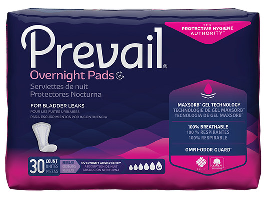 Prevail Bladder Control Pad/ Insert/ Overnight Absorbency, 30 ct/pack