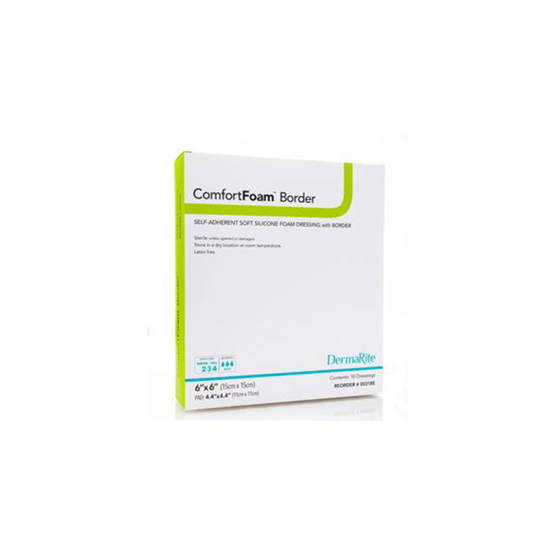 ComfortFoam Border/  6x6 Soft Silicone Wound Dressing/ DermaRite 00318E